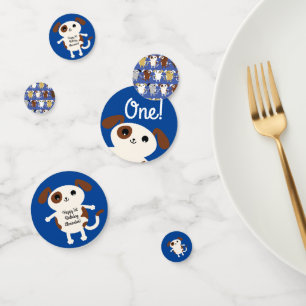 Puppy Dog Cute Colourful 1st Birthday Party Theme Confetti
