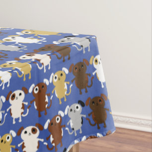 Puppy Dog Cute Colourful 1st Birthday Party Theme Tablecloth