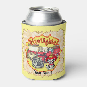 Puppy Dog Firetruck Firefighter custom Can Cooler