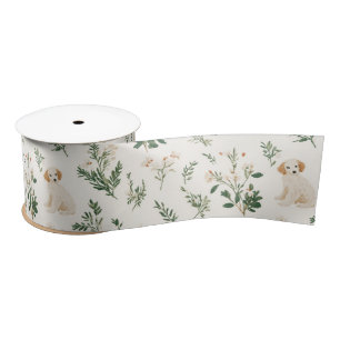 Puppy Dog Floral Satin Ribbon