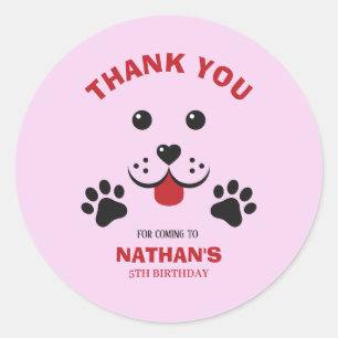 Puppy Dog Lets Pawty Birthday Boy Classic Round Sticker