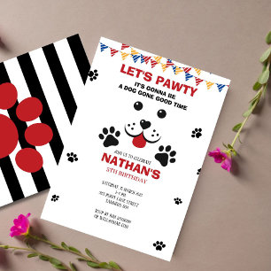 Puppy Dog Lets Pawty  Birthday Boy Invitation