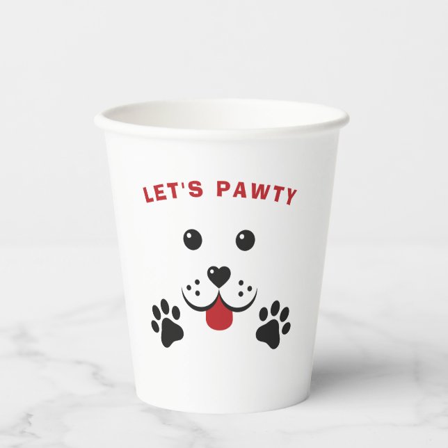 Puppy Dog Lets Pawty  Birthday Kid Paper Cups (Front)