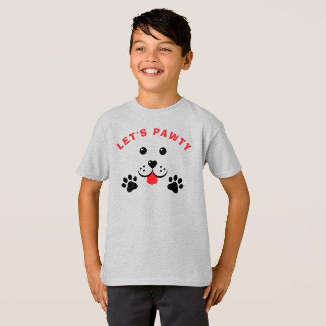 Puppy Dog Lets Pawty  Birthday Kid T-Shirt (Front Full)