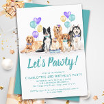 Puppy Dog Lets Pawty Birthday Party Invitation<br><div class="desc">Let's Pawty! Invite friends and family to your kids, puppy or dog birthday party with this fun watercolor dogs birthday invitation card. Personalise with name, birthday number, and all dog birthday party info! Visit our collection for matching pet birthday party decor, and gifts. This collection will be a favourite among...</div>