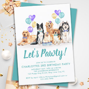 Puppy Dog Lets Pawty Birthday Party Invitation