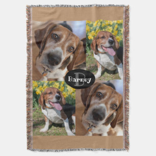 Puppy Dog Lover 4 Photos Name & Monogram Custom Throw Blanket