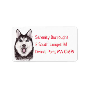 Puppy Dog Lover Watercolor Cute Siberian Husky Label