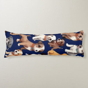 Puppy Dog Navy Blue Pattern Design Body Cushion