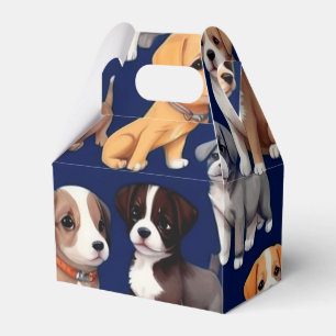 Puppy Dog Navy Blue Pattern Design Favour Box