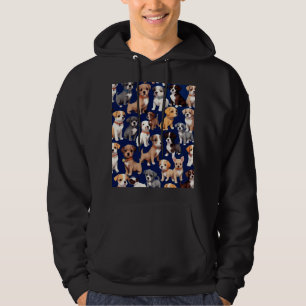 Puppy Dog Navy Blue Pattern Design Hoodie