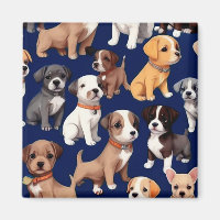 Puppy Dog Navy Blue Pattern Design