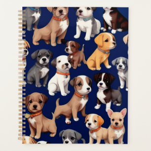 Puppy Dog Navy Blue Pattern Design Planner