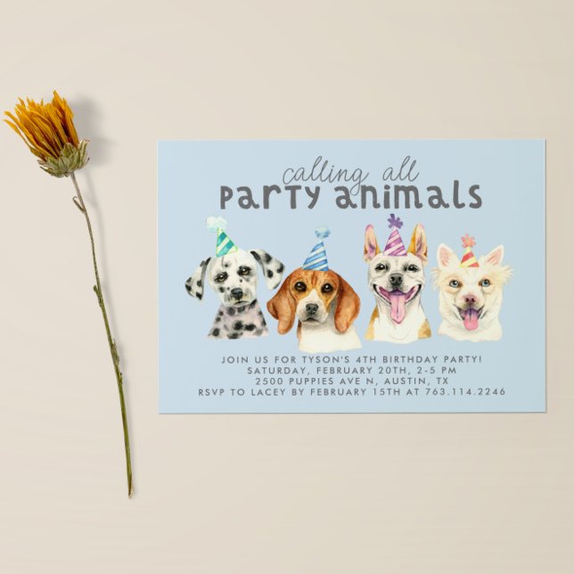 Puppy Dog Party Animals Birthday Invitation (Creator Uploaded)