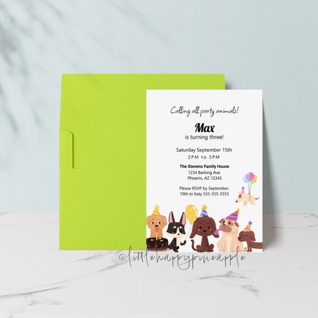 Puppy Dog Party Animals Birthday Invitation (Creator Uploaded)