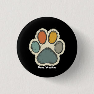 Puppy Dog Paw Print Animal Lover Peace Design 3 Cm Round Badge