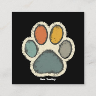 Puppy Dog Paw Print Animal Lover Peace Design Square Business Card