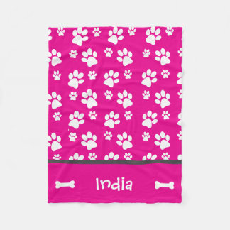 Puppy Dog Paw Print Blanket Add Doggie Name