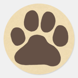 Puppy Dog Paw Print Cute Canine Footprint Classic Round Sticker
