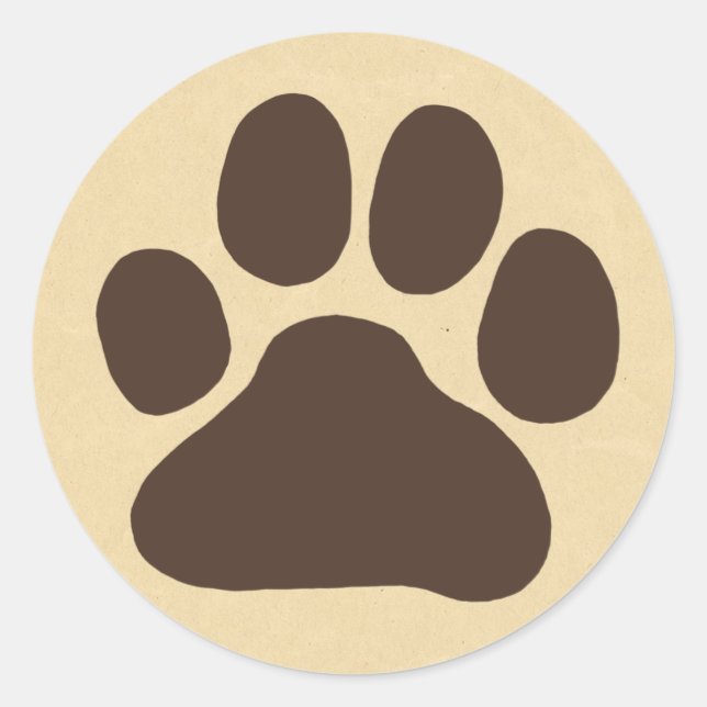 Puppy Dog Paw Print | Cute Canine Footprint Classic Round Sticker (Front)