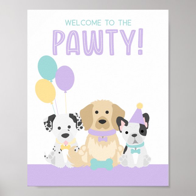 Puppy Dog Pawty Party Theme Poster (Front)