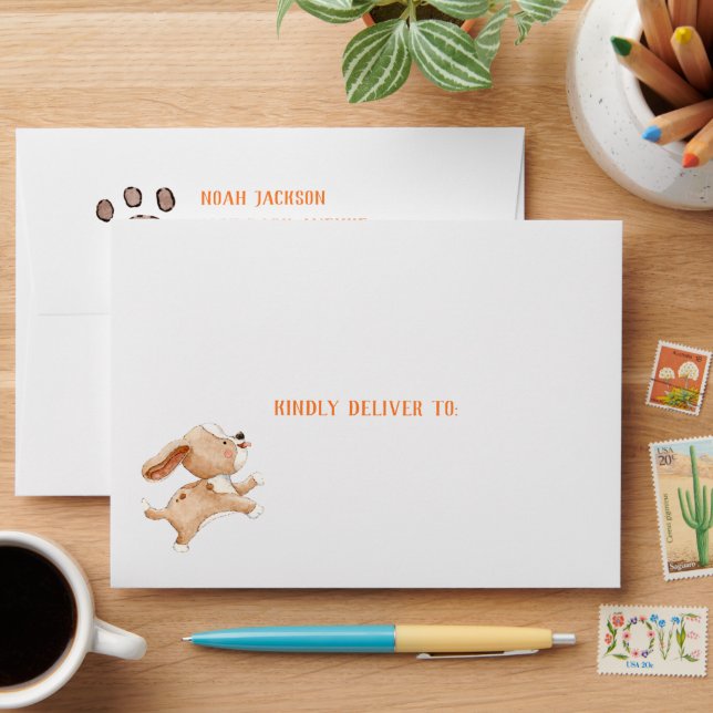 Puppy Dog Personalised Envelopes (Desk)