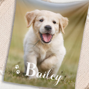 Puppy Dog Personalised Golden Retriever Pet Photo Fleece Blanket