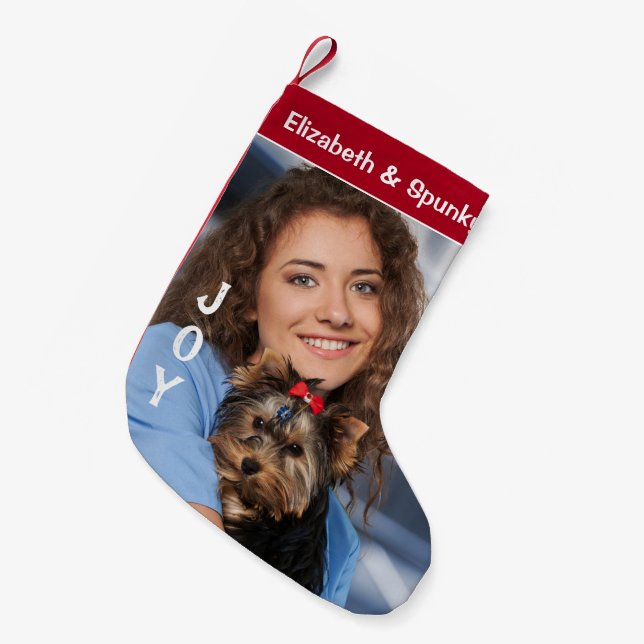 Puppy Dog Pet Animal Photo Holidays Personalise Small Christmas Stocking (Front (Hanging))