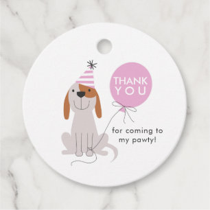 Puppy Dog Pink Pawty Birthday Favour Tags
