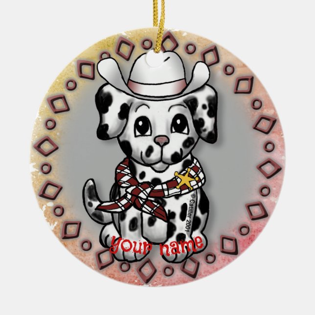 Puppy Dog Sheriff  Ceramic Tree Decoration (Front)