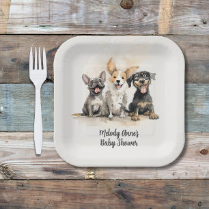 Puppy Dog Tails Baby Boy Baby Shower Paper Plate