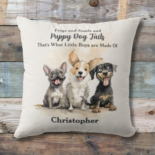 Puppy Dog Tails Baby Boy Personalised Cushion