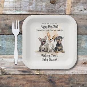 Puppy Dog Tails Boy Baby Shower Paper Plate