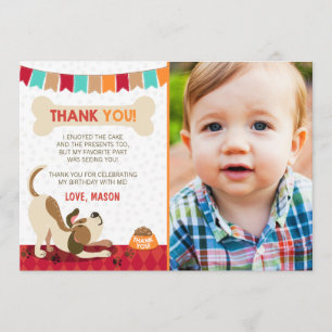 Puppy Dog Thank You Card Paw-Ty Paw Tie Boy