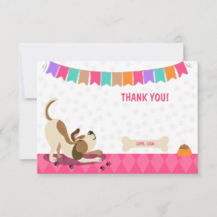Puppy Dog Thank You Card Paw-Ty Paw Tie Girl