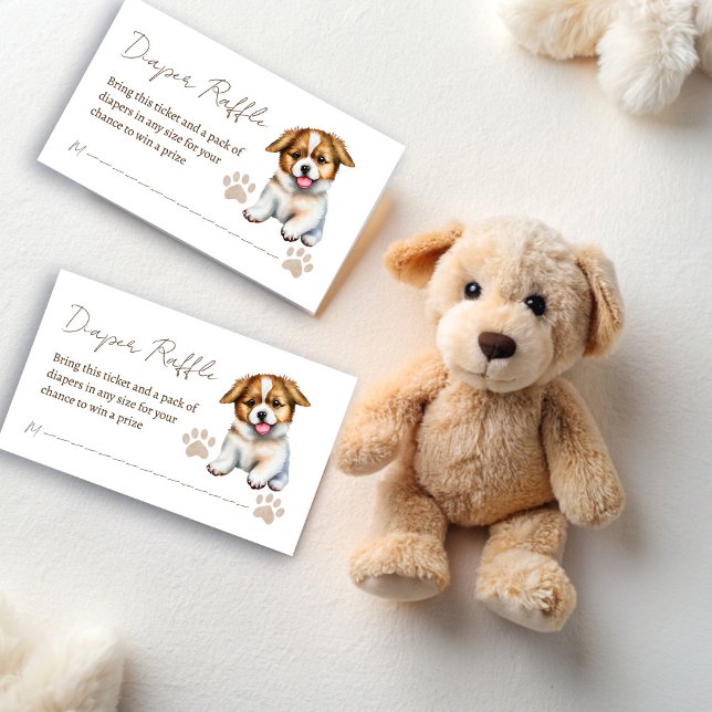 Puppy dog themed baby shower diaper raffle enclosure card (Puppy dog themed baby shower diaper raffle enclosure card cute puppy raffle tickets )