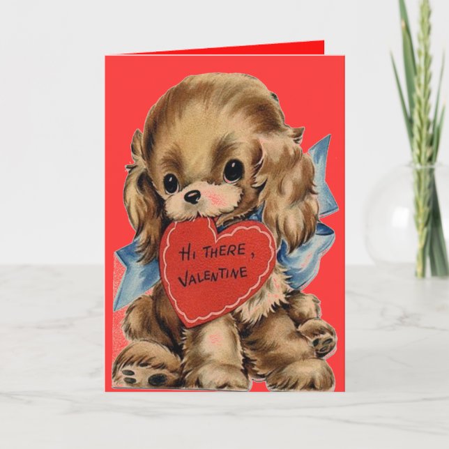PUPPY DOG VALENTINES - VALENTINES DAY - VALENTINE HOLIDAY CARD (Front)