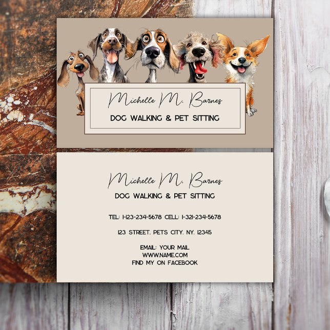 Puppy Dog Walker Sitter Modern Professional  Business Card (Creator Uploaded)