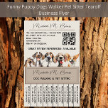 Puppy Dog Walker Sitter QR Code Modern Tearoff<br><div class="desc">I can imagine how competitive it is out there in the dog walking/sitting world. This makes having a professional brand and marketing all the more important. My tearoff flyers are perfect for dog walkers, dog sitters, pet services, dog trainers, stationary pet care, and dog boutiques. These flyers feature adorable watercolor...</div>