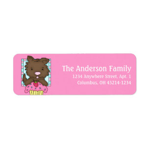 Puppy Dog with Cupcake Birthday Address Labels d5
