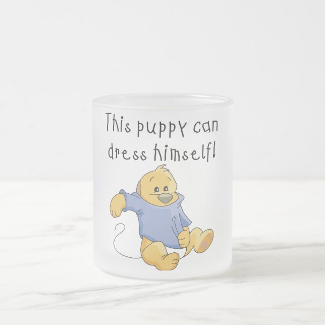 Puppy Dress Up Tshirts and Gifts Frosted Glass Coffee Mug (Center)
