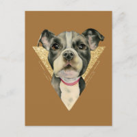 "Puppy Eyes" Pit Bull Dog Watercolor Painting 3