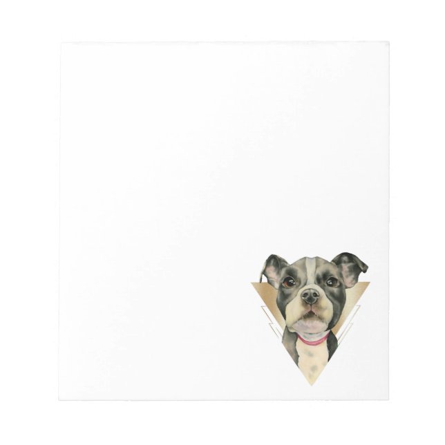 "Puppy Eyes" Pit Bull Dog Watercolor Painting 4 Notepad (Front)
