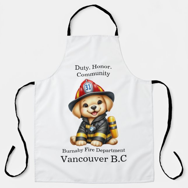 Puppy firefighter ready for action! apron (Front)
