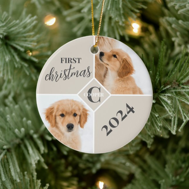 Puppy First Christmas 2 Photo  Ceramic Tree Decoration (Tree)