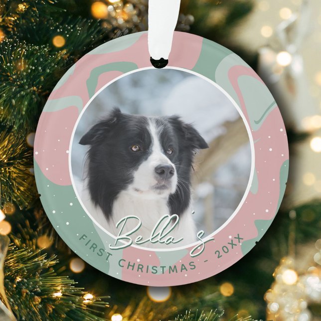 Puppy First Christmas Border Collie Dog Photo  Ornament (Creator Uploaded)