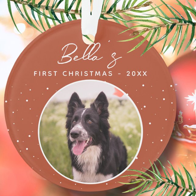 Puppy First Christmas Border Collie Dog Photo  Ornament (Creator Uploaded)