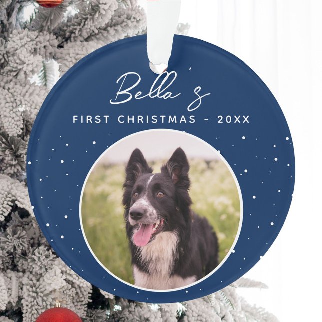 Puppy First Christmas Border Collie Dog Photo  Ornament (Creator Uploaded)