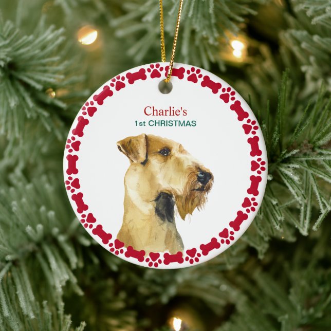 Puppy First Christmas Custom Airedale Terrier Ceramic Tree Decoration (Tree)