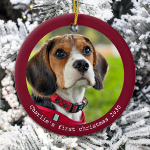 Puppy First Christmas Personalised Pet Dog Photo Ceramic Tree Decoration